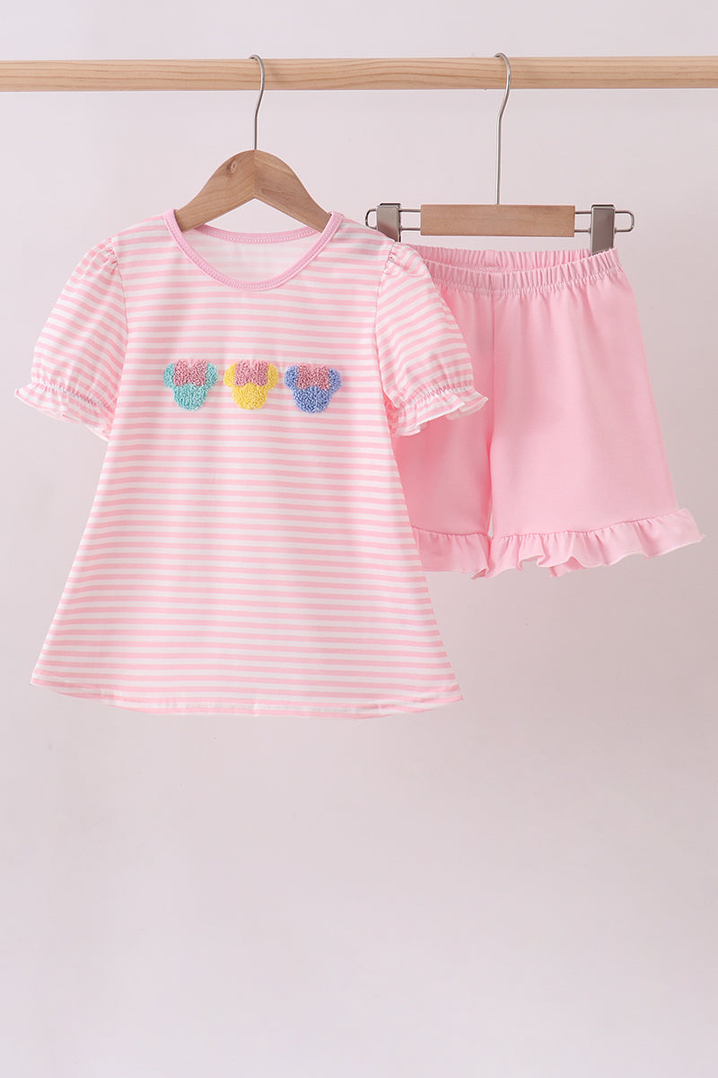 French Knot Ruffle 2pc Set | Pink | 12M+