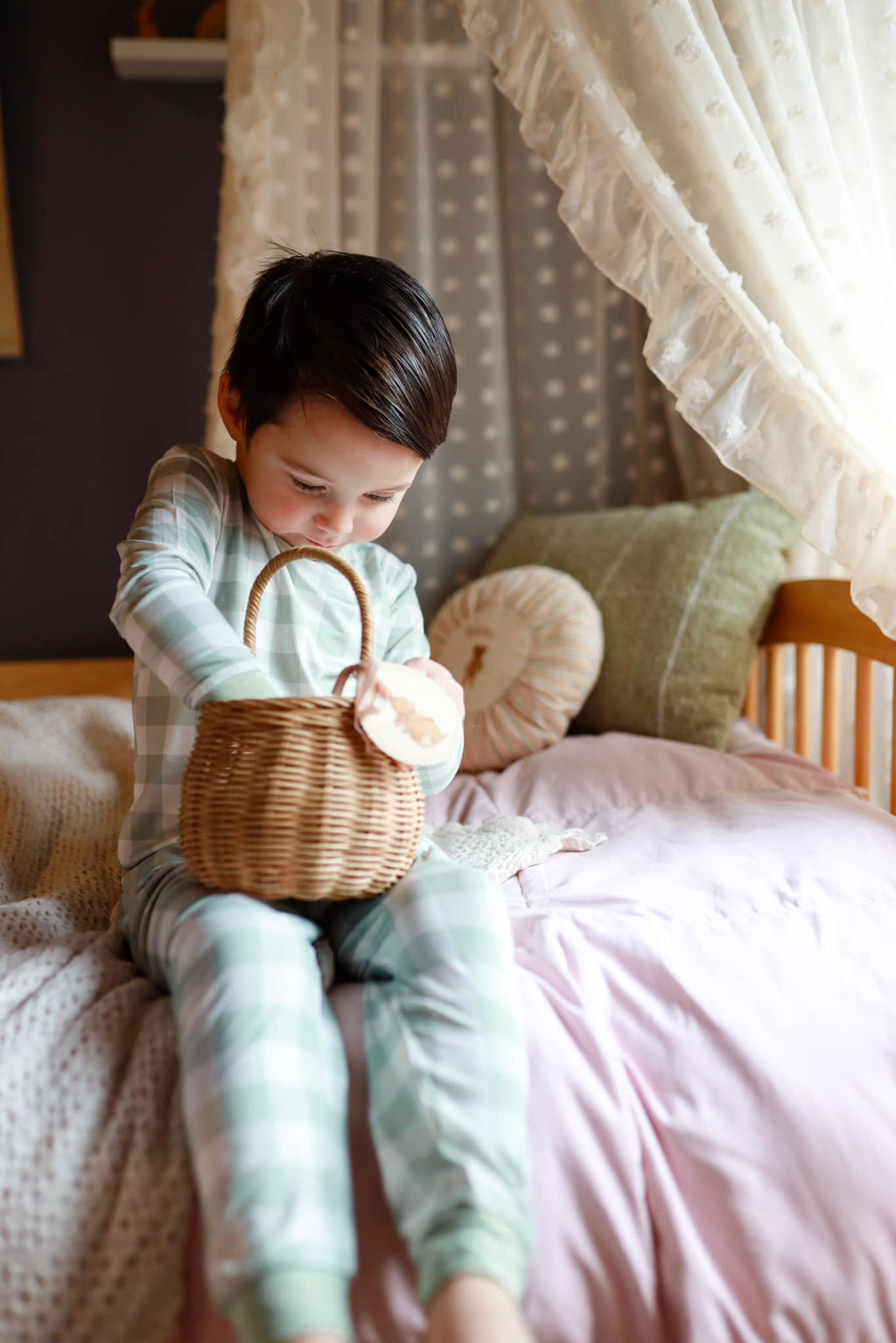 Bamboo 2pc Pajama Set | Sage Gingham | 12M+