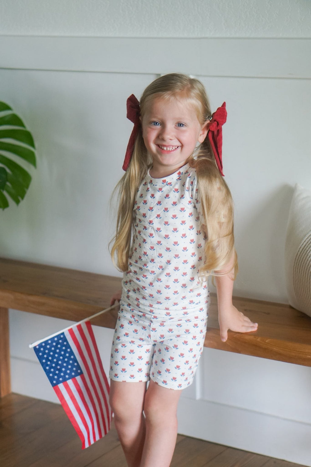 Bamboo 2pc Pajama Set | Red White & Blue Tulip | 12M+