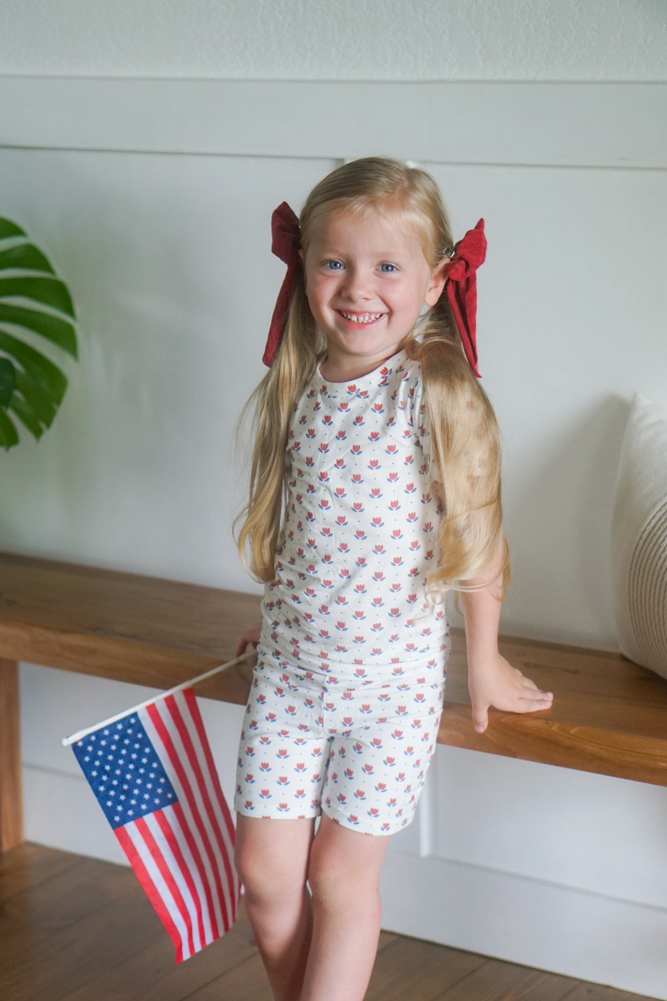 Bamboo 2pc Pajama Set | Red White & Blue Tulip | 12M+
