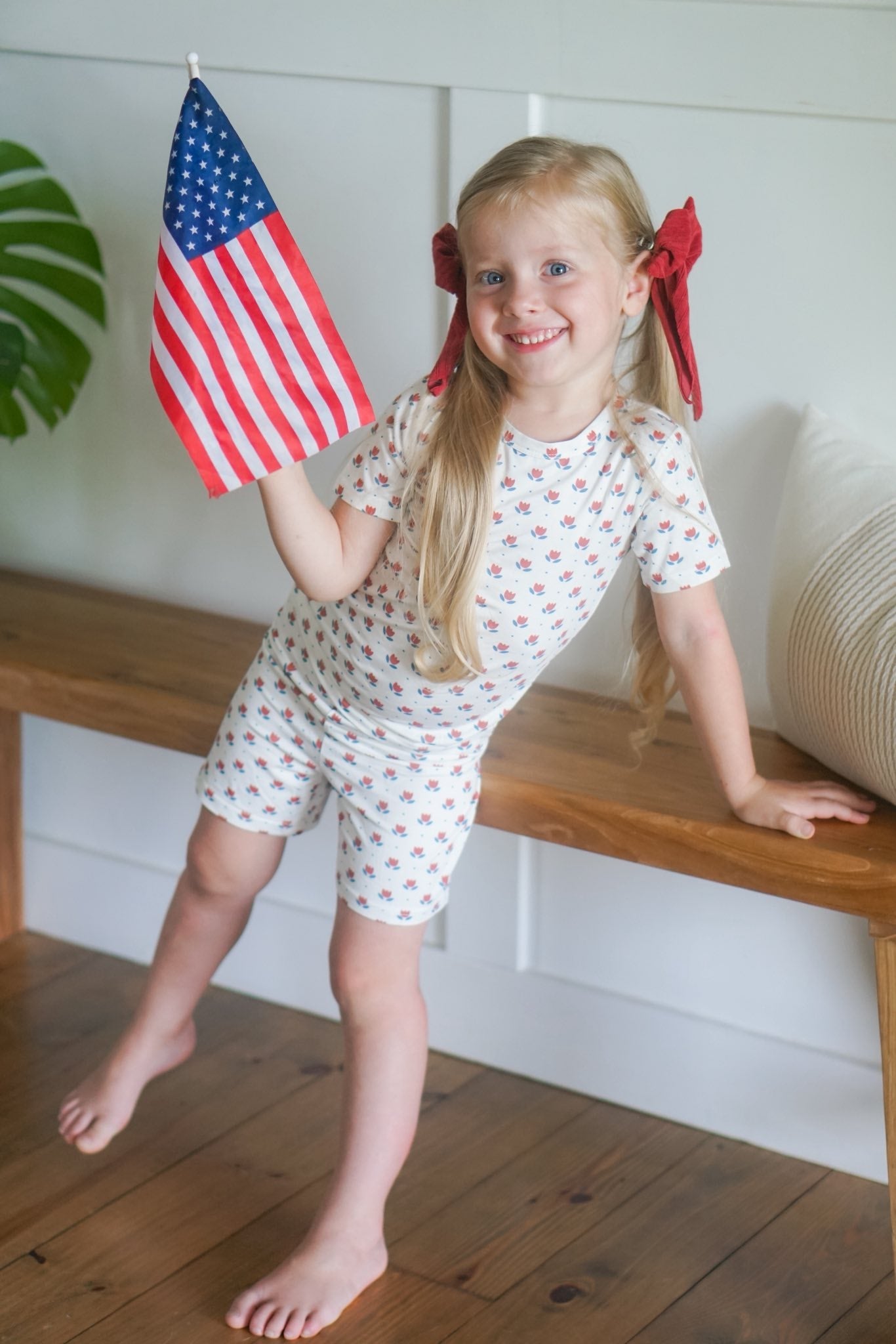 Bamboo 2pc Pajama Set | Red White & Blue Tulip | 12M+
