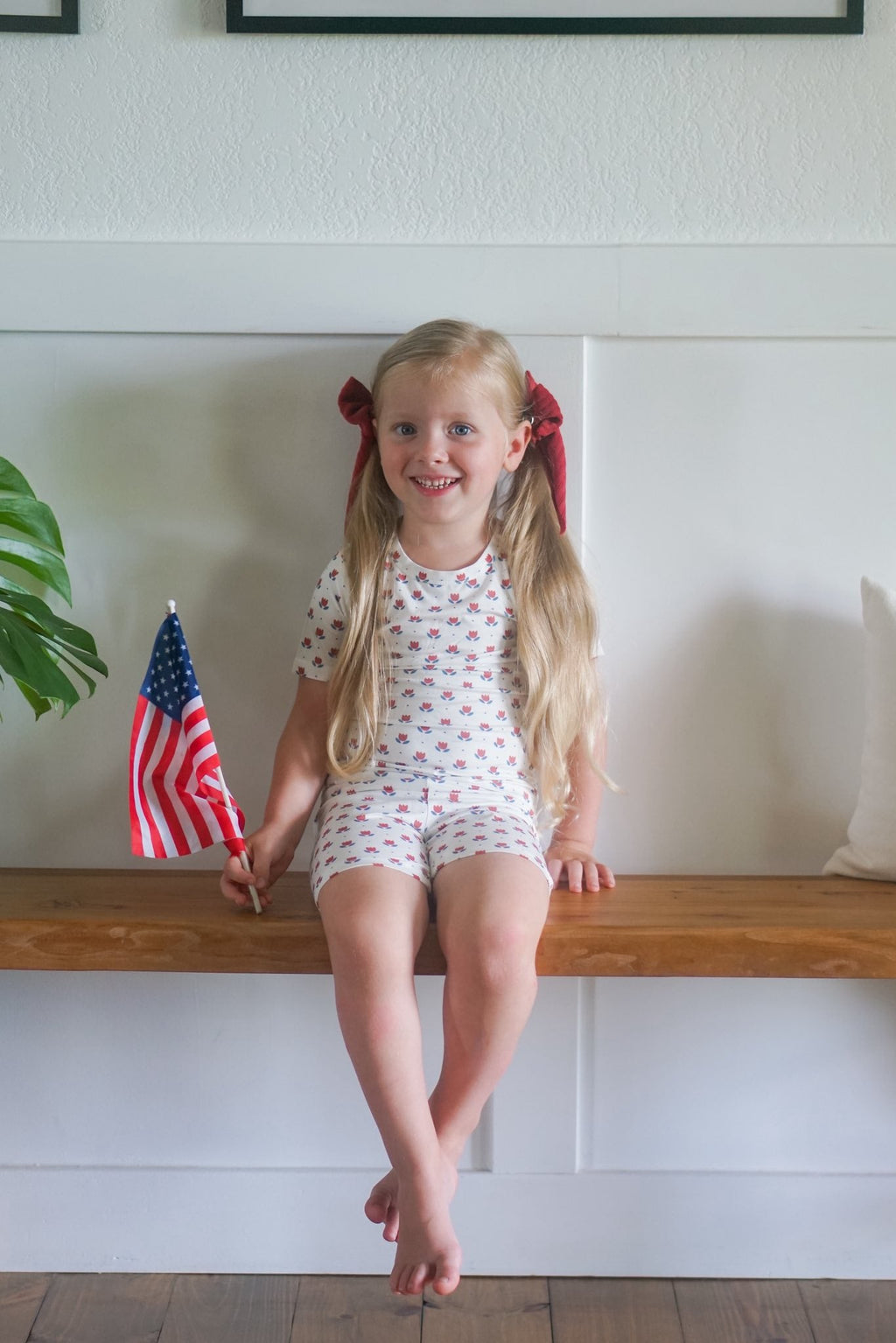 Bamboo 2pc Pajama Set | Red White & Blue Tulip | 12M+