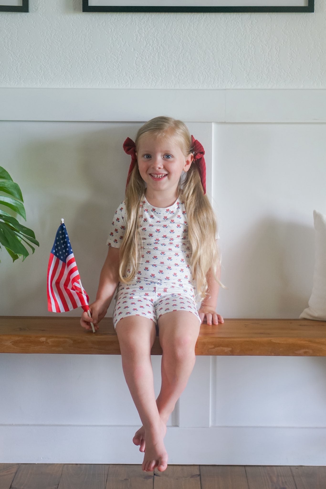 Bamboo 2pc Pajama Set | Red White & Blue Tulip | 12M+