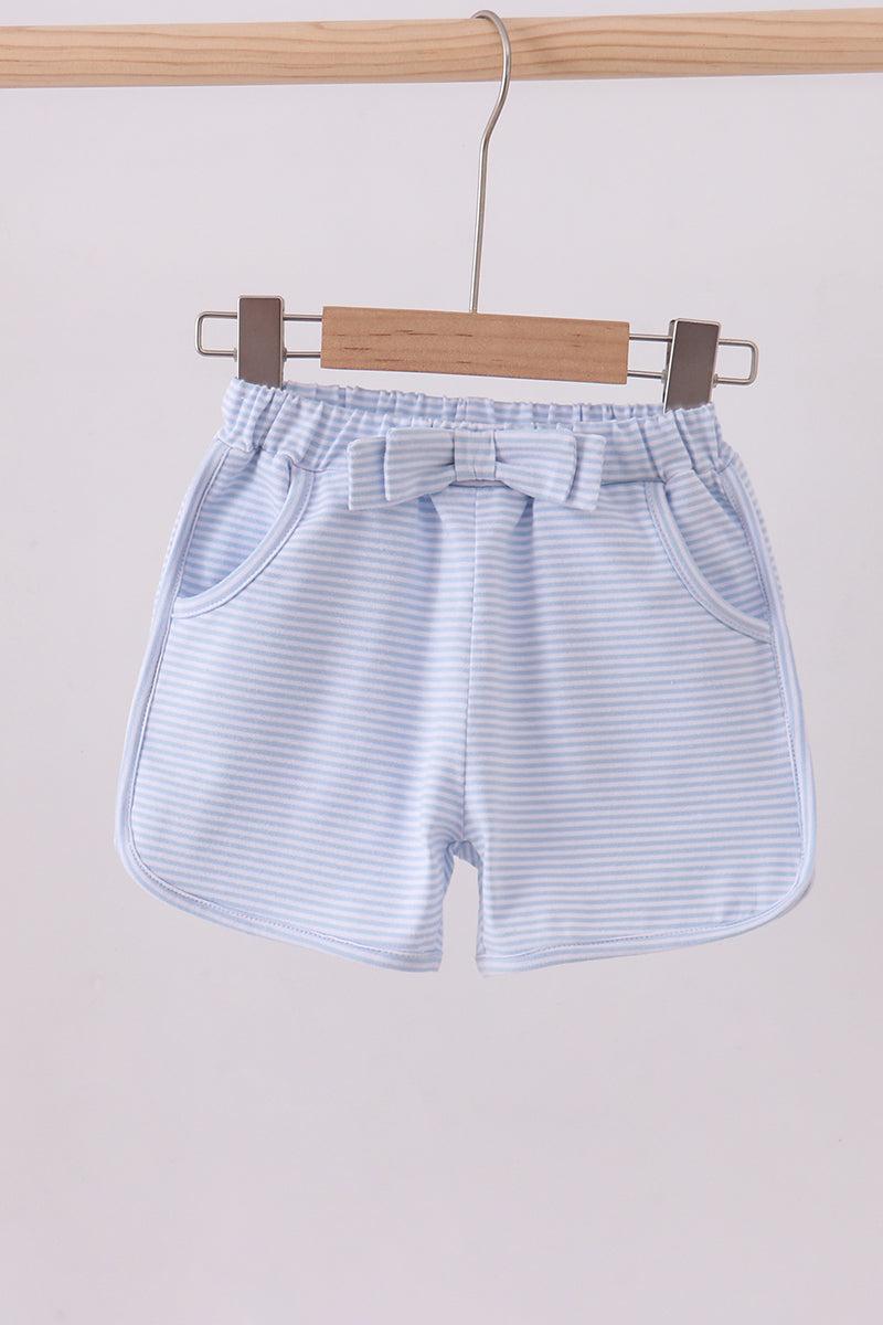 Stripe Bow Shorts | Blue & White | 12M+
