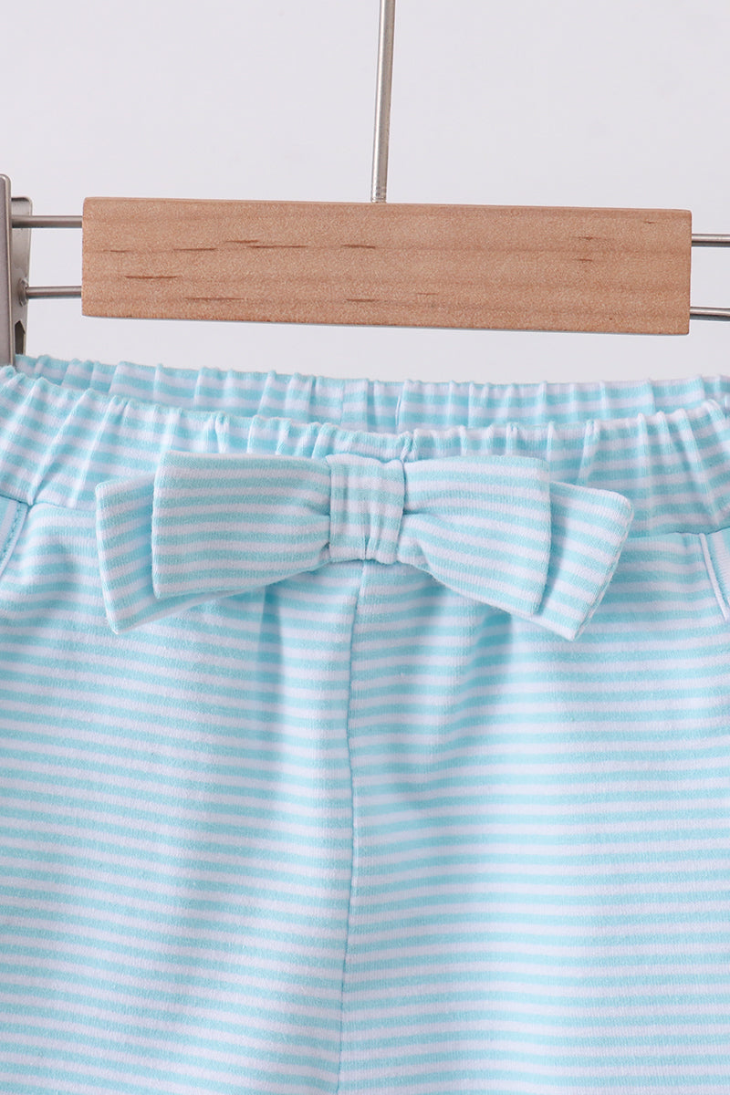 Stripe Bow Shorts | Mint & White | 12M+