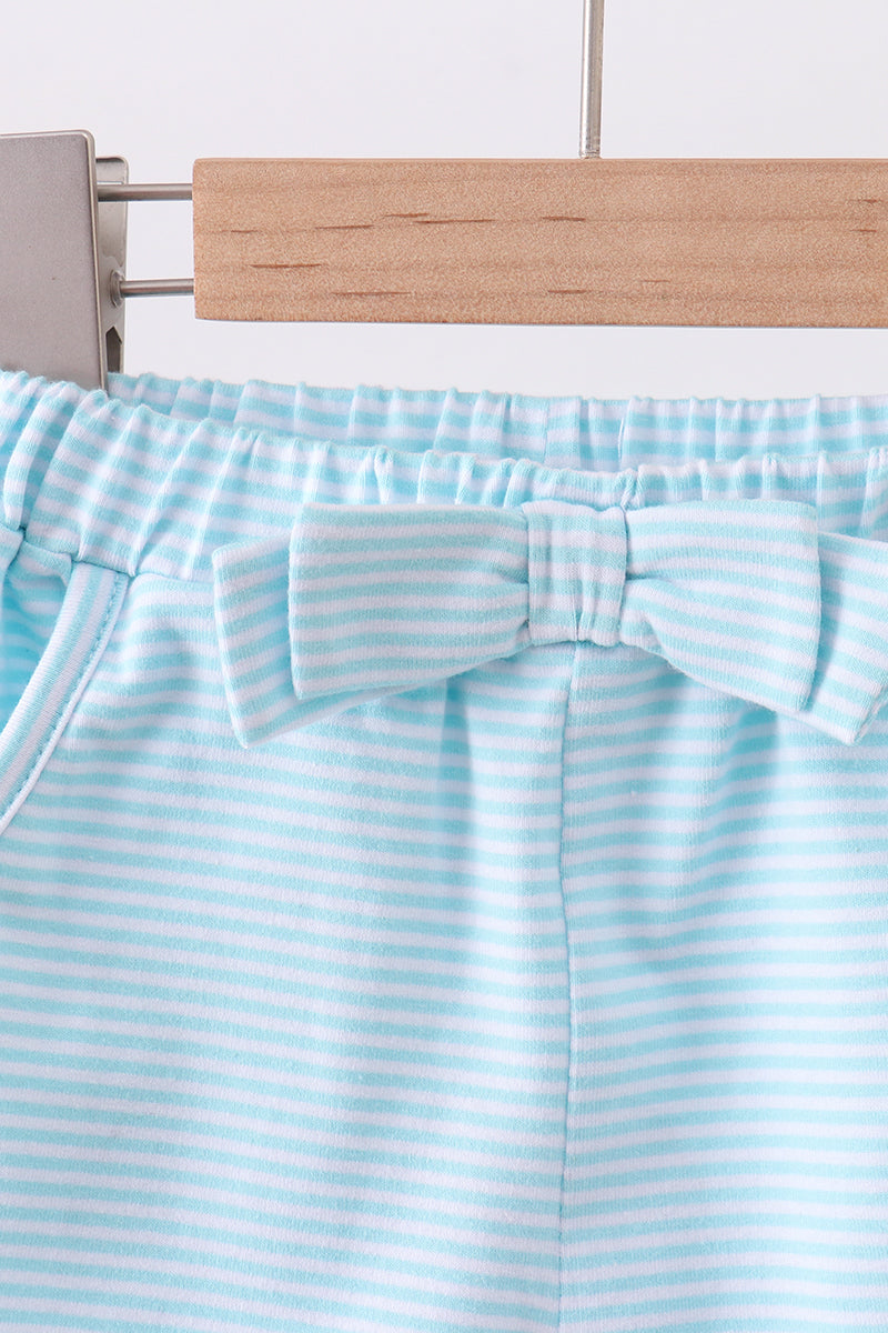 Stripe Bow Shorts | Mint & White | 12M+