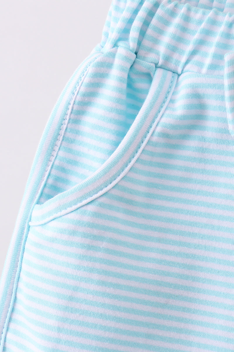 Stripe Bow Shorts | Mint & White | 12M+