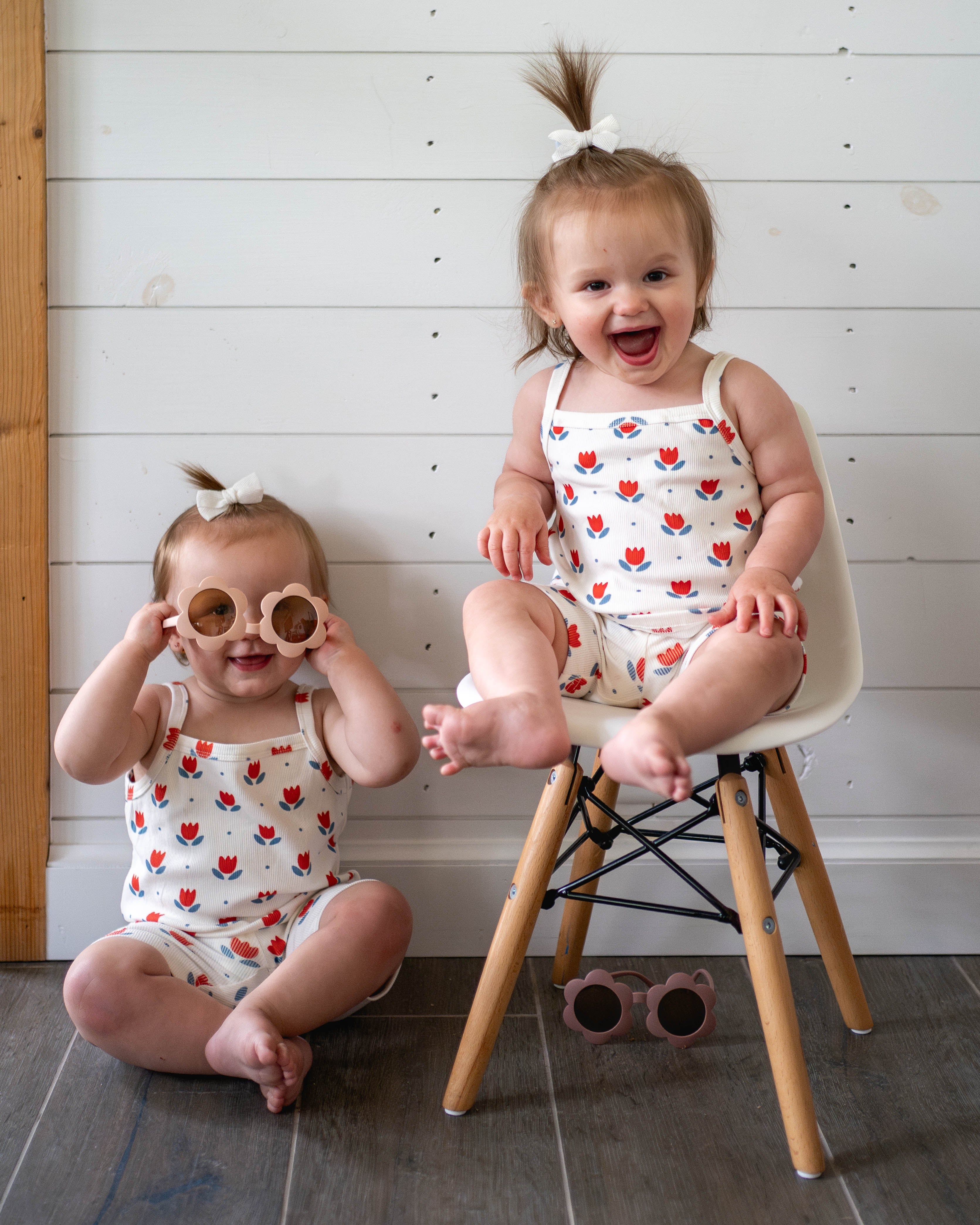Ribbed Bamboo 2pc Tank Set | Red White & Blue Tulip