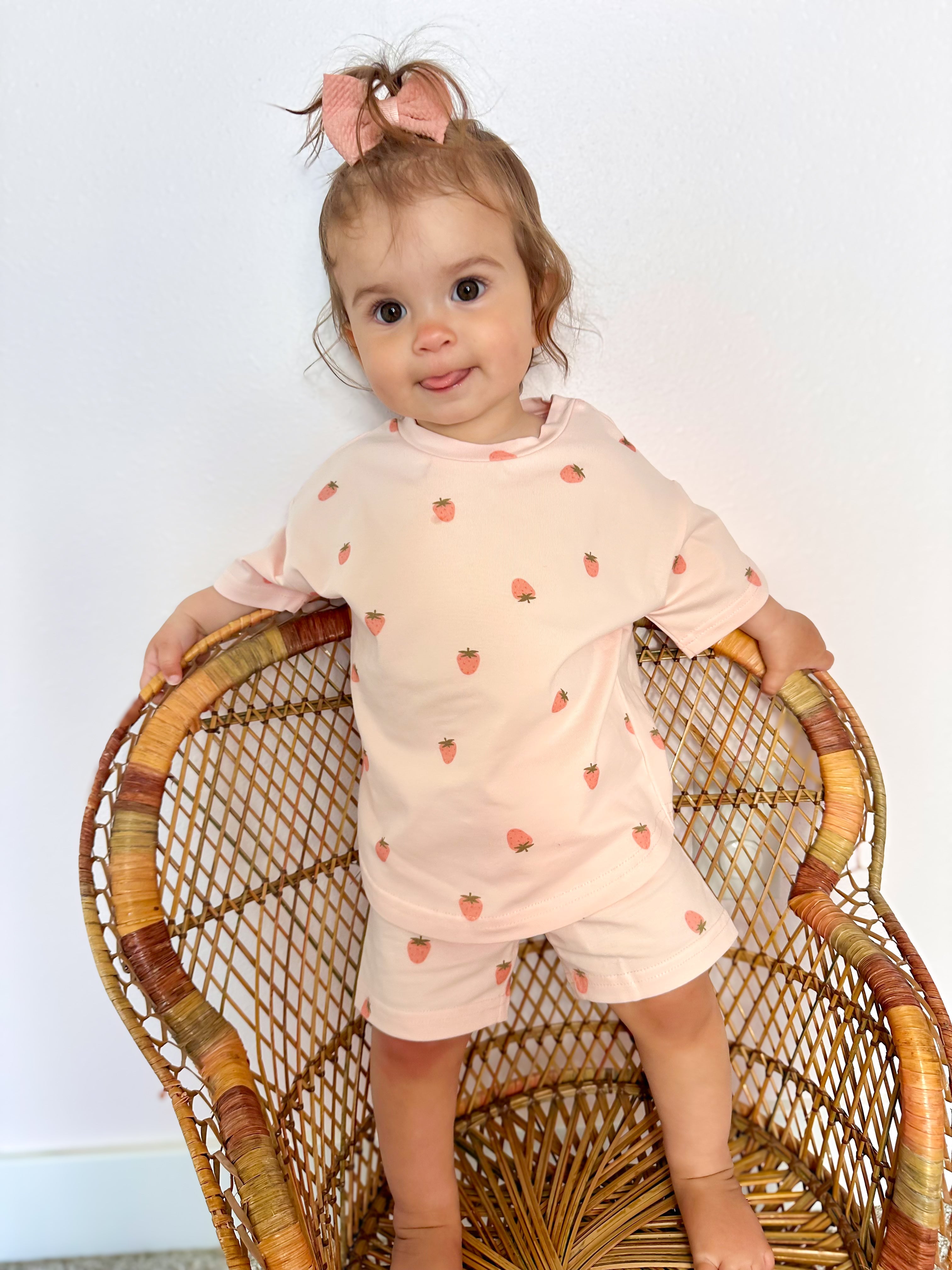 Organic Cotton Shorts Set | Strawberry Print