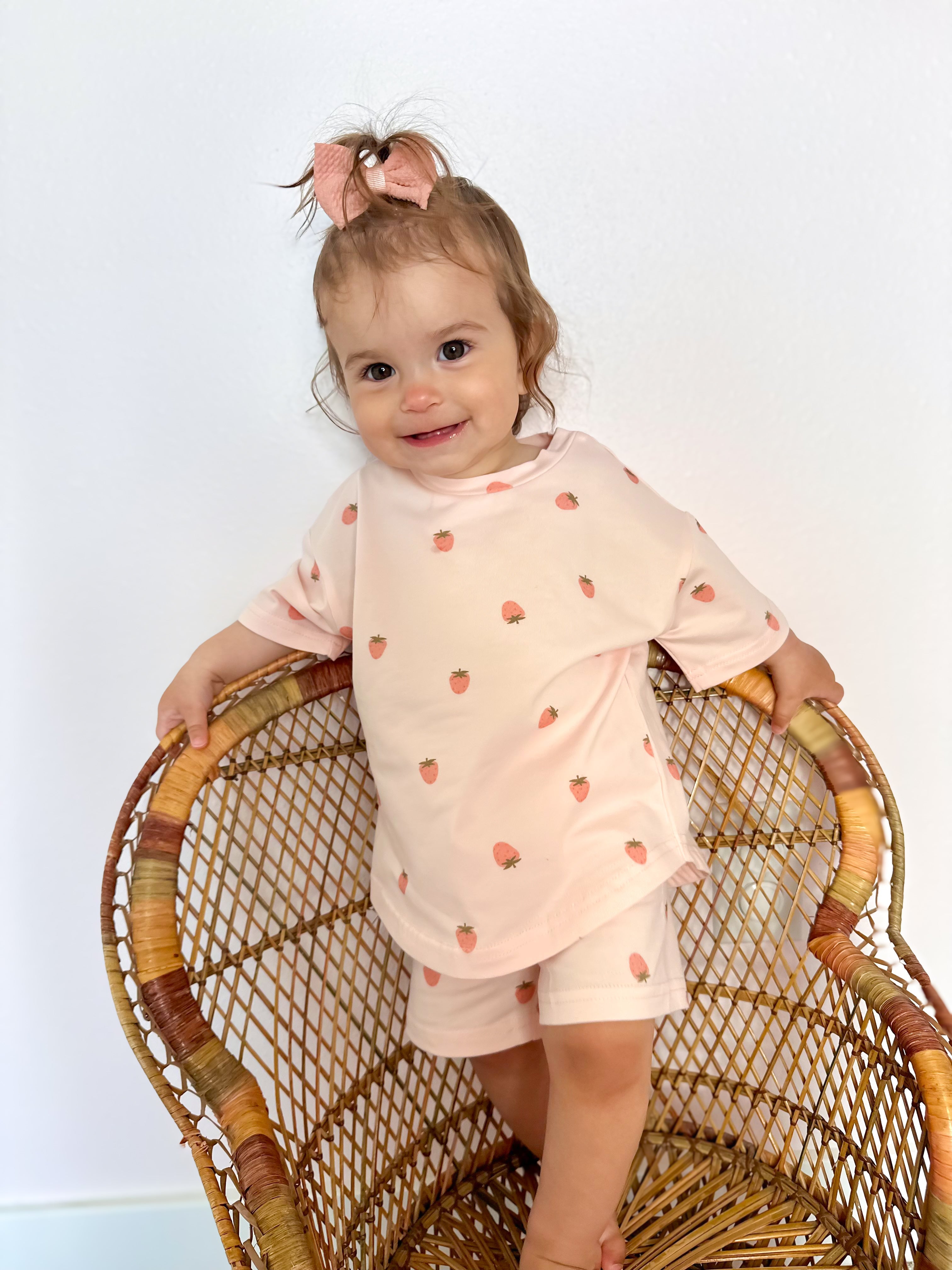Organic Cotton Shorts Set | Strawberry Print