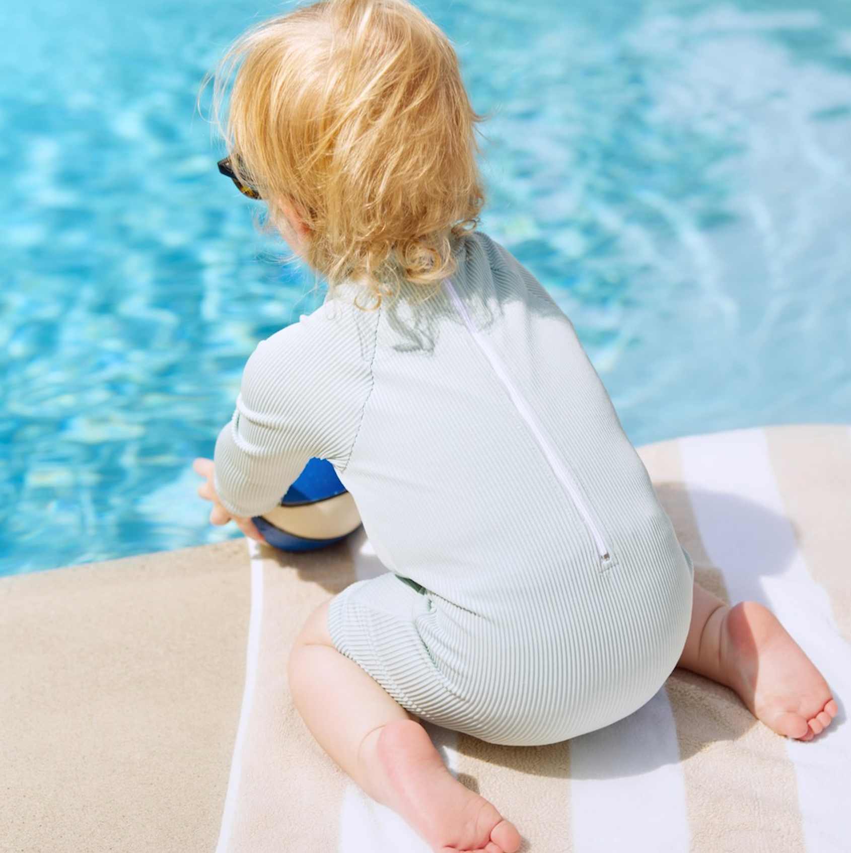 Ribbed Long Sleeve Swimsuit | Gender-Neutral · Mint