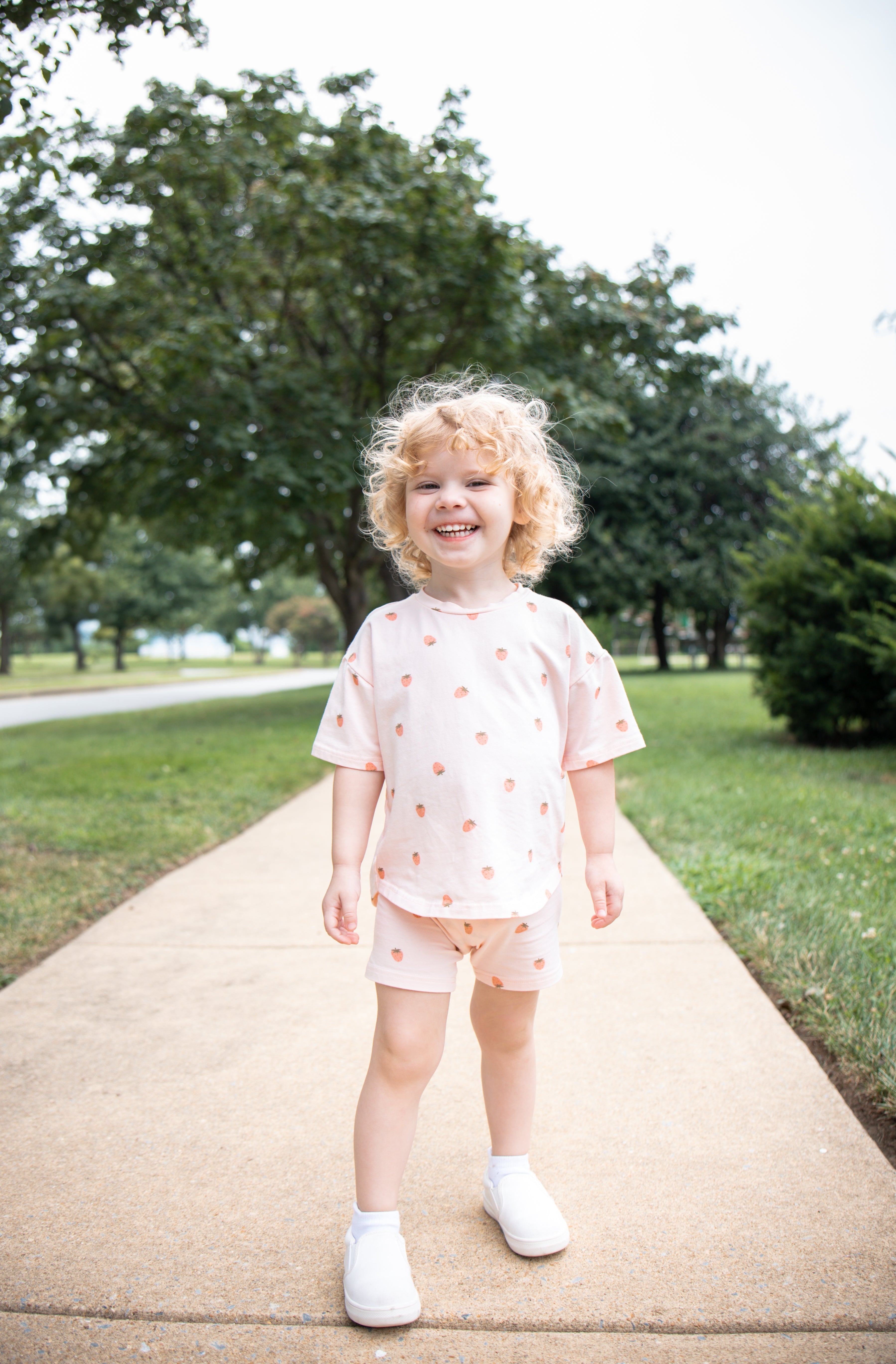 Organic Cotton Shorts Set | Strawberry Print