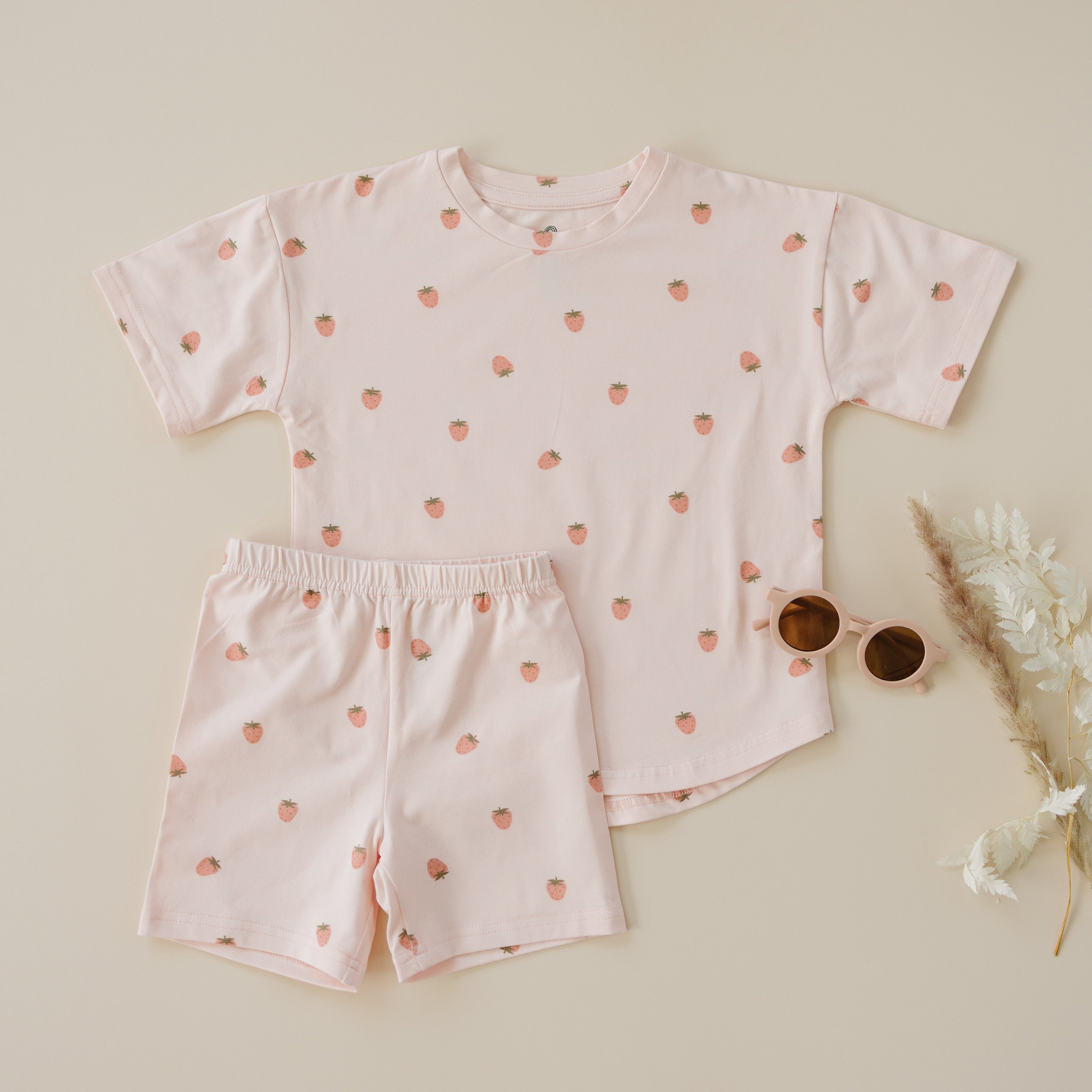 Organic Cotton Shorts Set | Strawberry Print