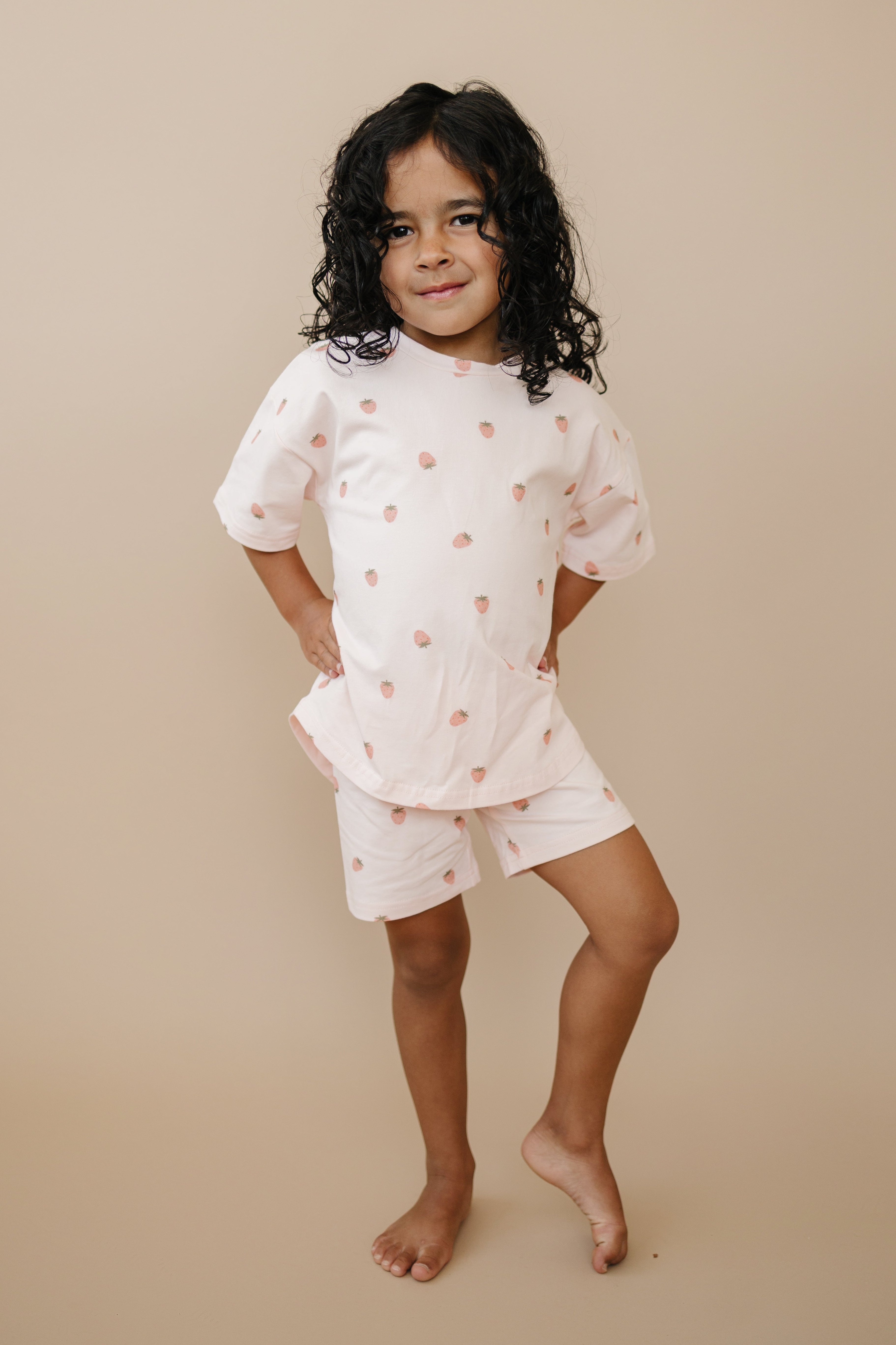 Organic Cotton Shorts Set | Strawberry Print