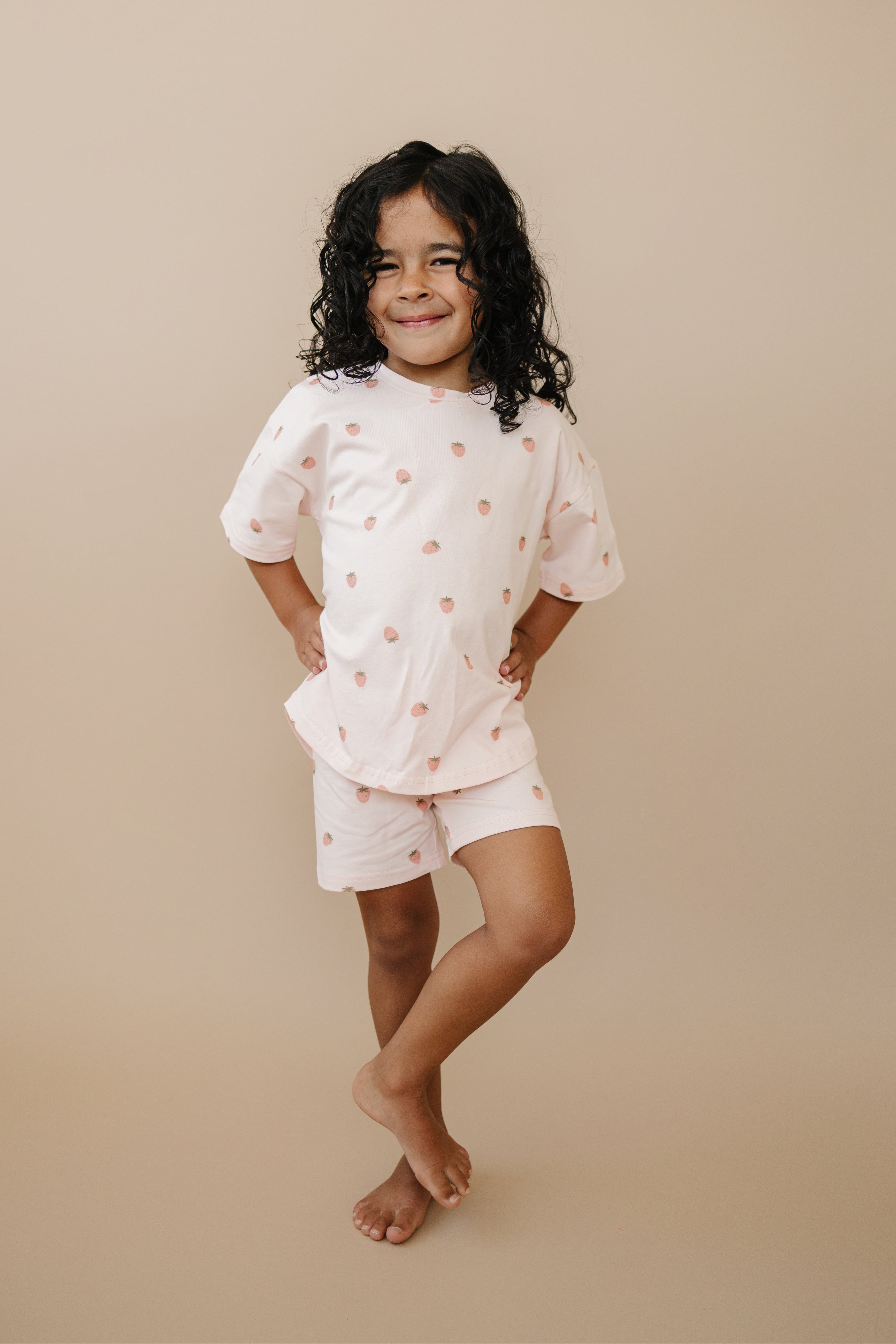 Organic Cotton Shorts Set | Strawberry Print