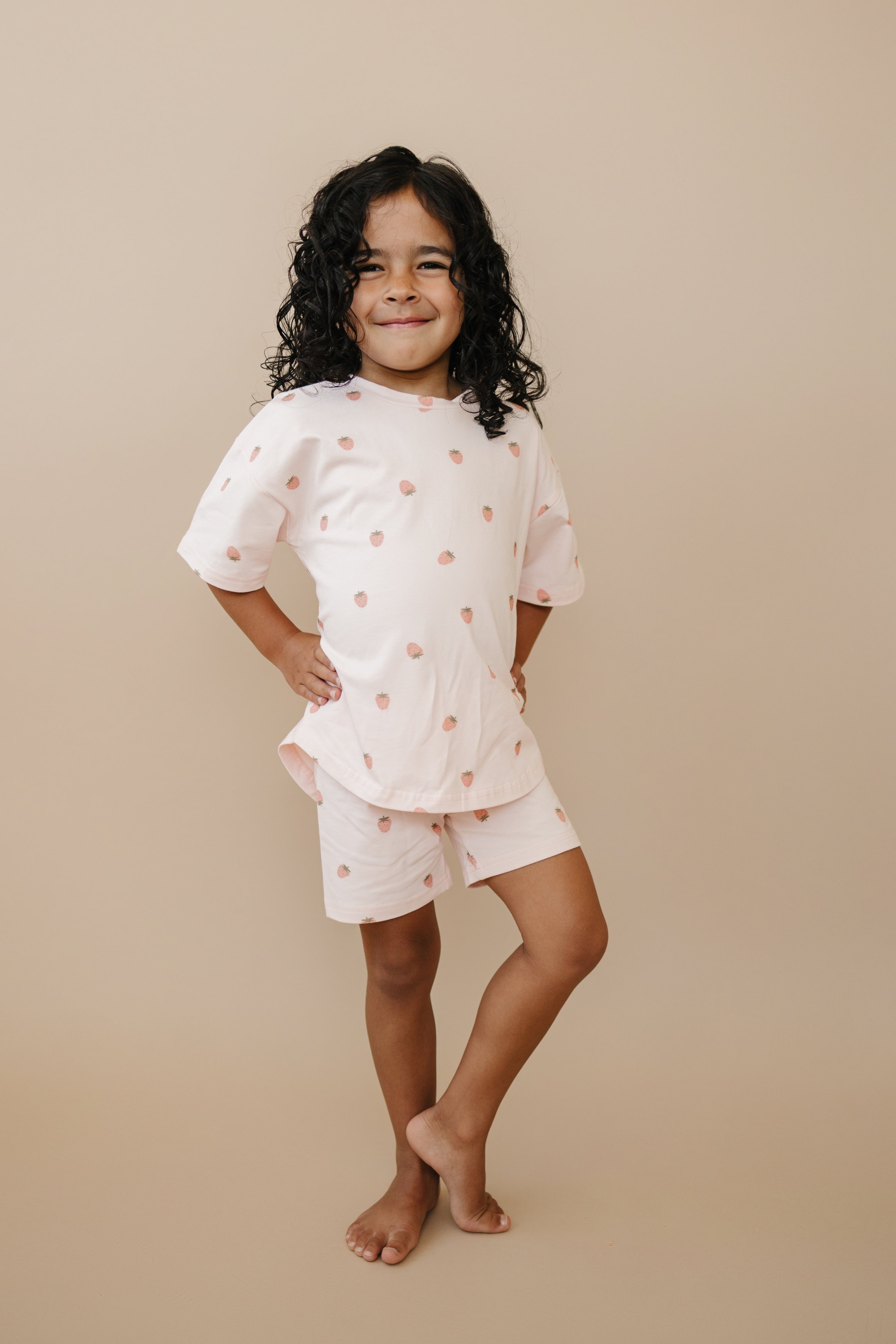 Organic Cotton Shorts Set | Strawberry Print