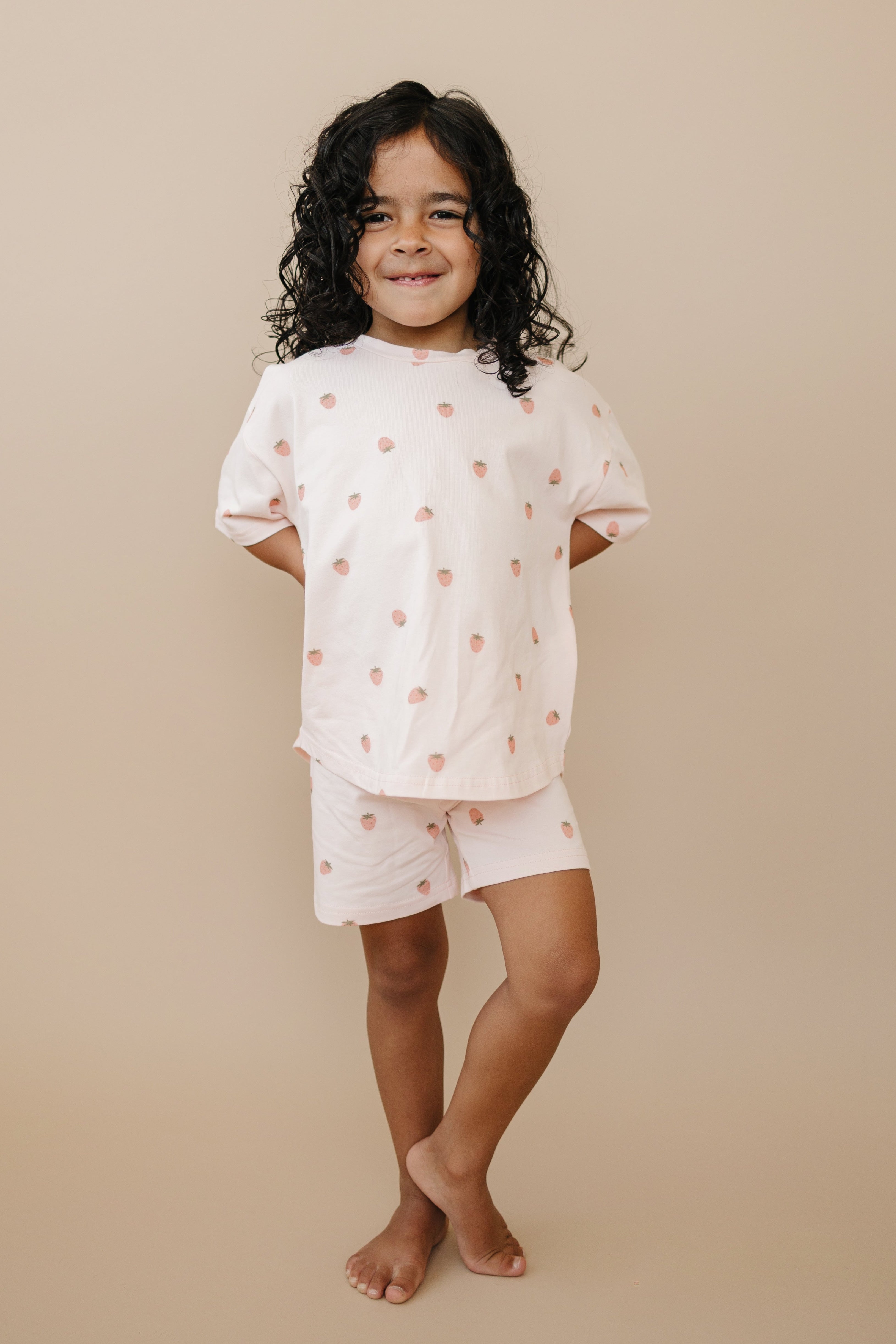 Organic Cotton Shorts Set | Strawberry Print
