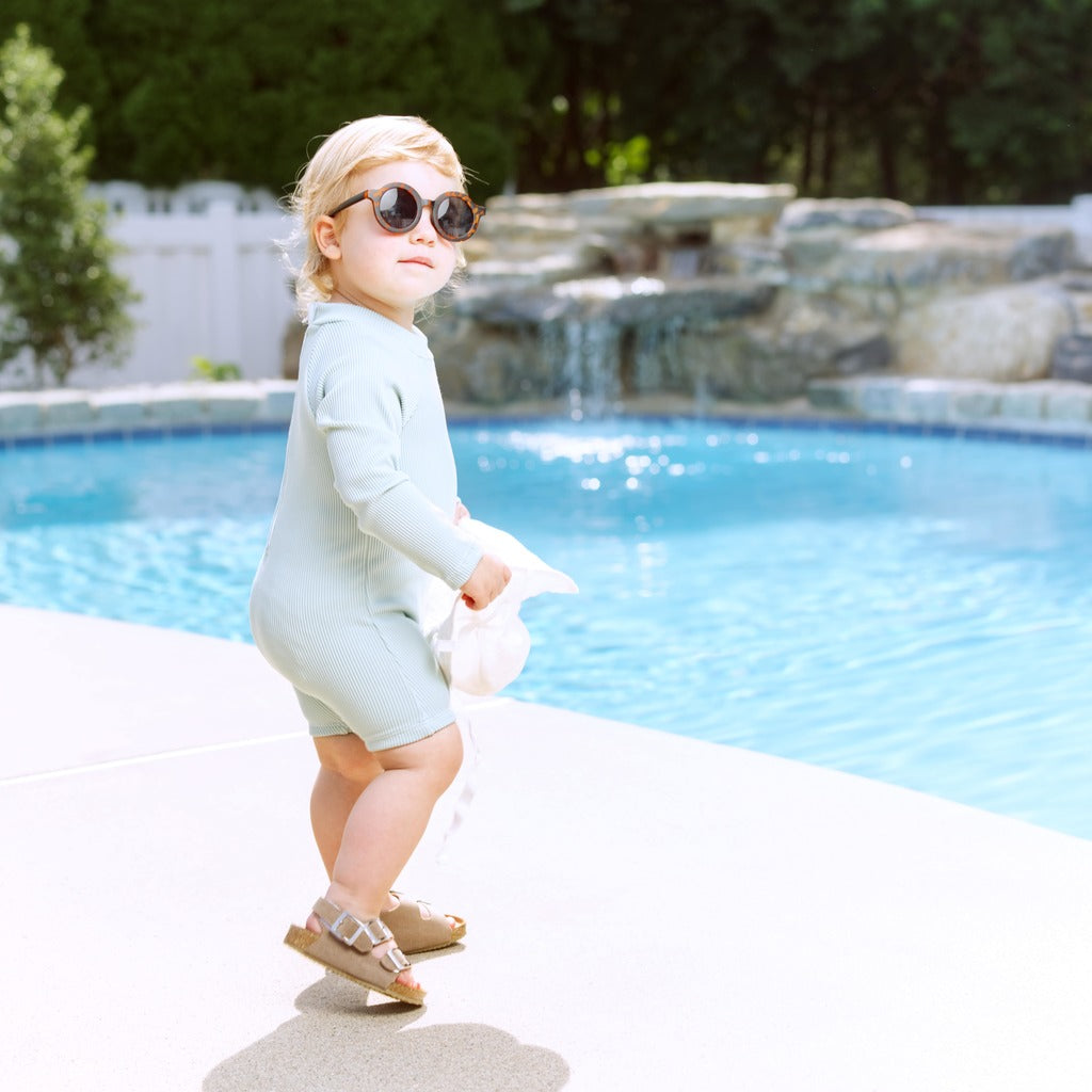 Ribbed Long Sleeve Swimsuit | Gender-Neutral · Mint