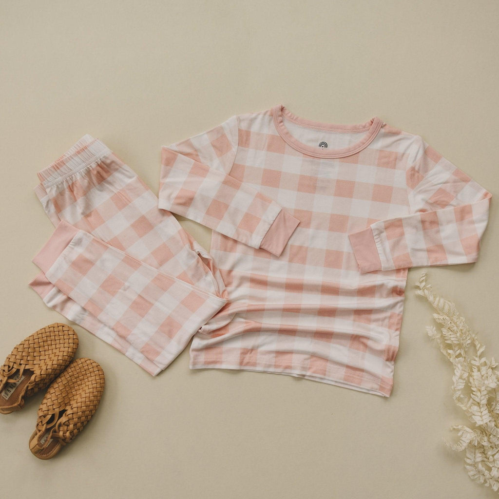 Bamboo 2pc Pajama Set | Pink Gingham | 12M+
