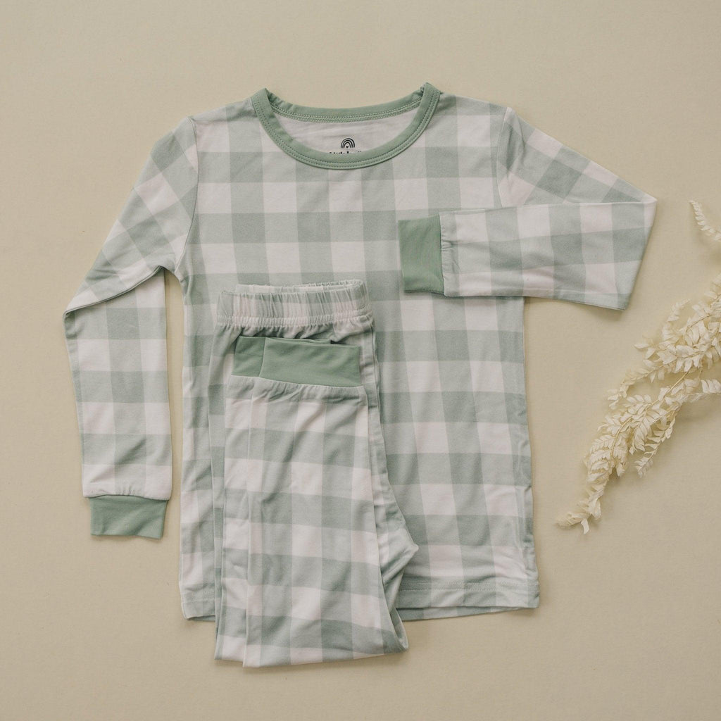 Bamboo 2pc Pajama Set | Sage Gingham | 12M+