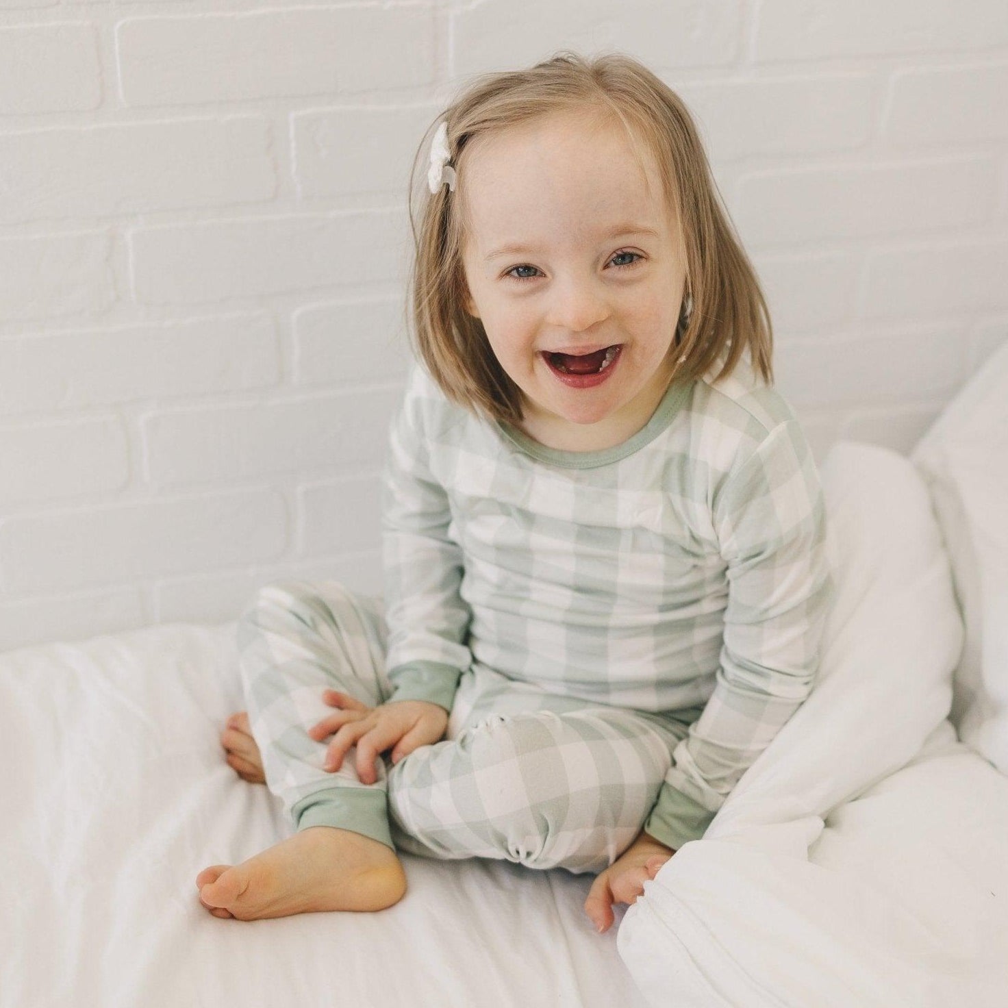 Bamboo 2pc Pajama Set | Sage Gingham | 12M+