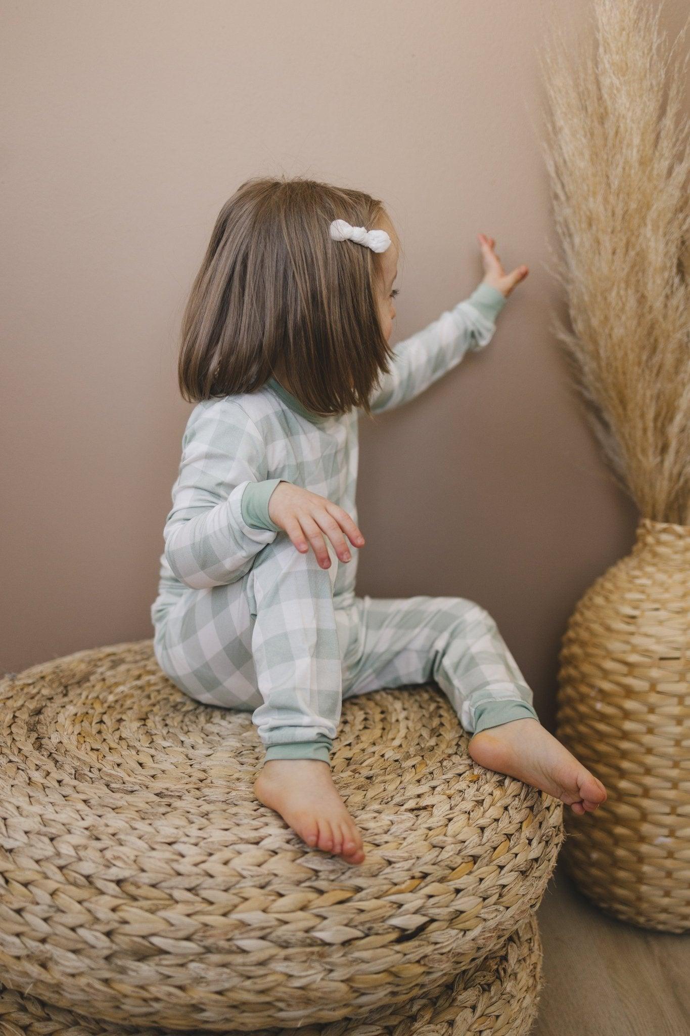 Bamboo 2pc Pajama Set | Sage Gingham | 12M+